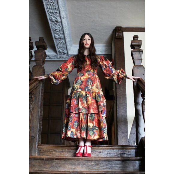 NWT Samantha Pleet Rosemary Maxi in Unicorn Midnight Tapestry Print Dress 10 - Picture 12 of 13